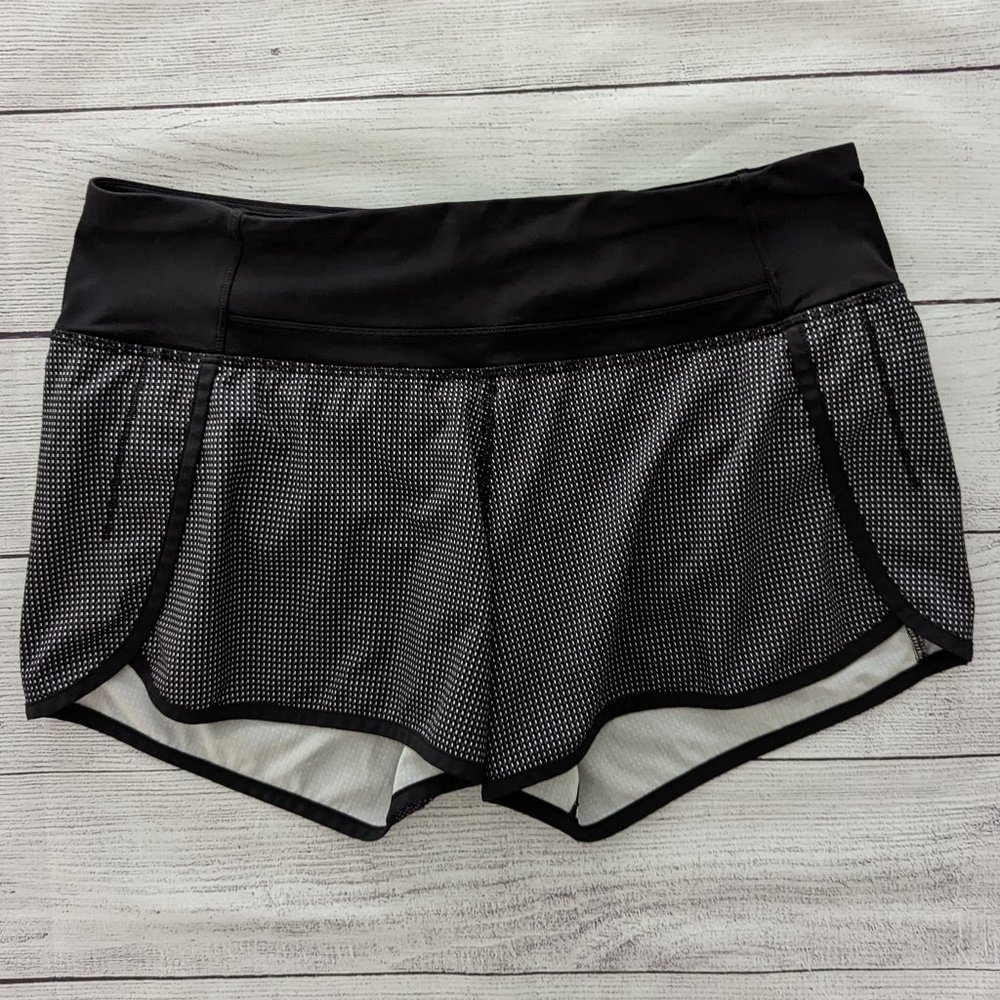 Lululemon Run Times Shorts 6 Teeny Check Print White Black